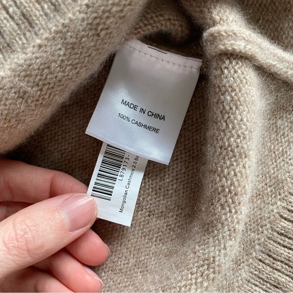 Quince Mongolian Cashmere Boxy Crewneck Sweater Oatmeal S Oversized Roll neck - Picture 12 of 15